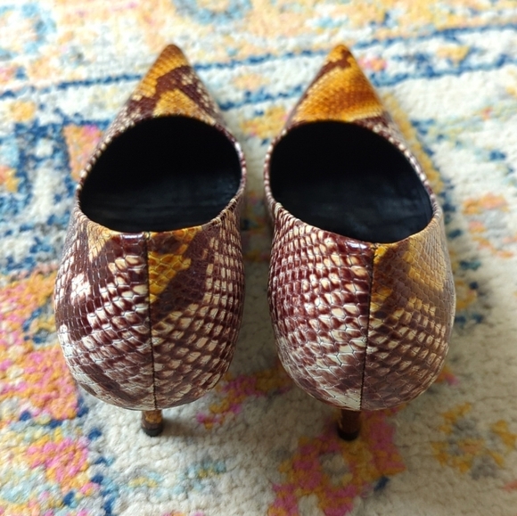 Anine Bing Devon Python Embossed Leather Pointed Toe High Heel Pumps Brown 38 - Picture 5 of 15